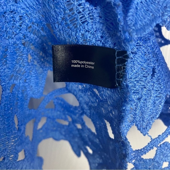 Lane Bryant Crochet Lace Short Sleeve Blouse Blue Floral Feminine Sz 26 Plus - Picture 7 of 10